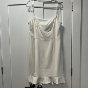 French Connection White Ruffled Hem Dress